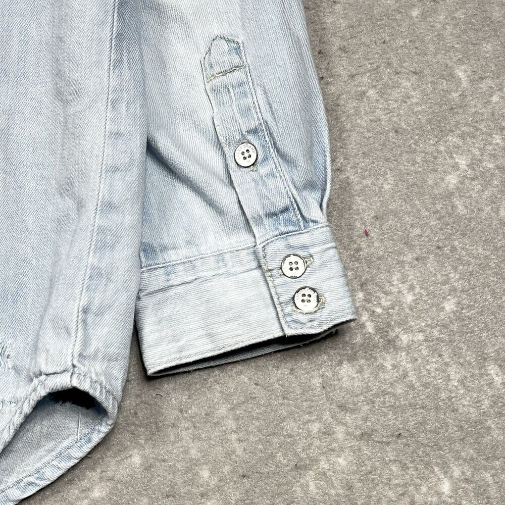 Lucky Brand Shirt Button Down Size XS Blue Utility Military Minimalist Neutral - Picture 8 of 14